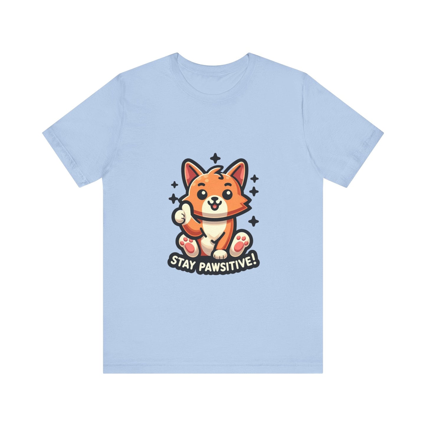 Stay Pawsitive - Cat T-shirt Baby Blue / S