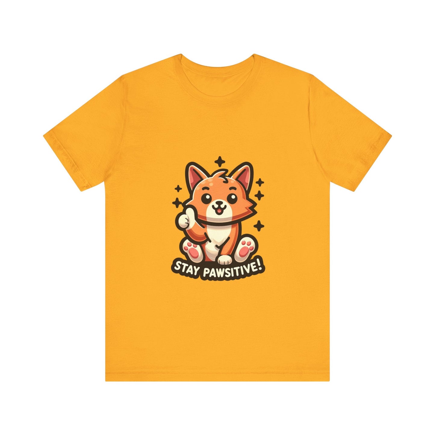 Stay Pawsitive - Cat T-shirt Gold / S
