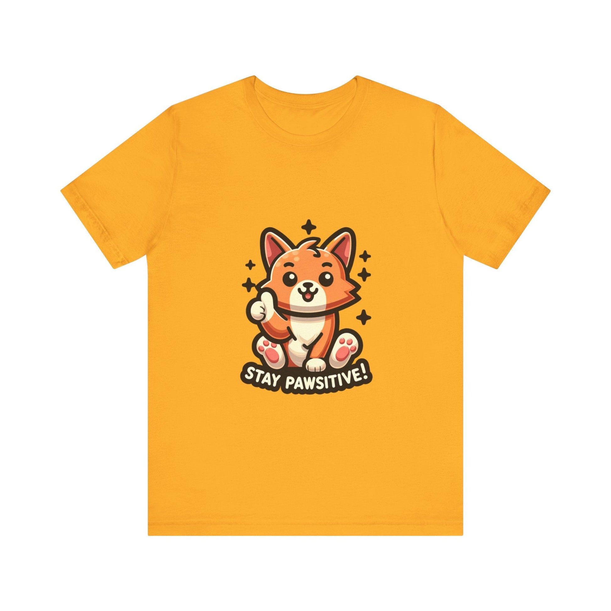 Stay Pawsitive - Cat T-shirt Gold / S