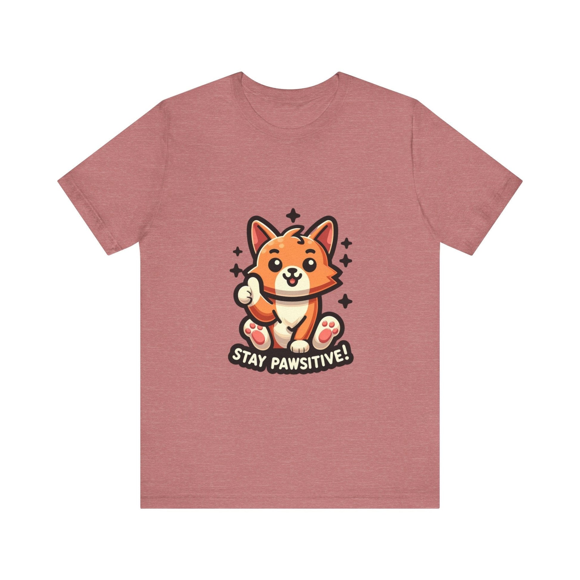 Stay Pawsitive - Cat T-shirt Heather Mauve / S