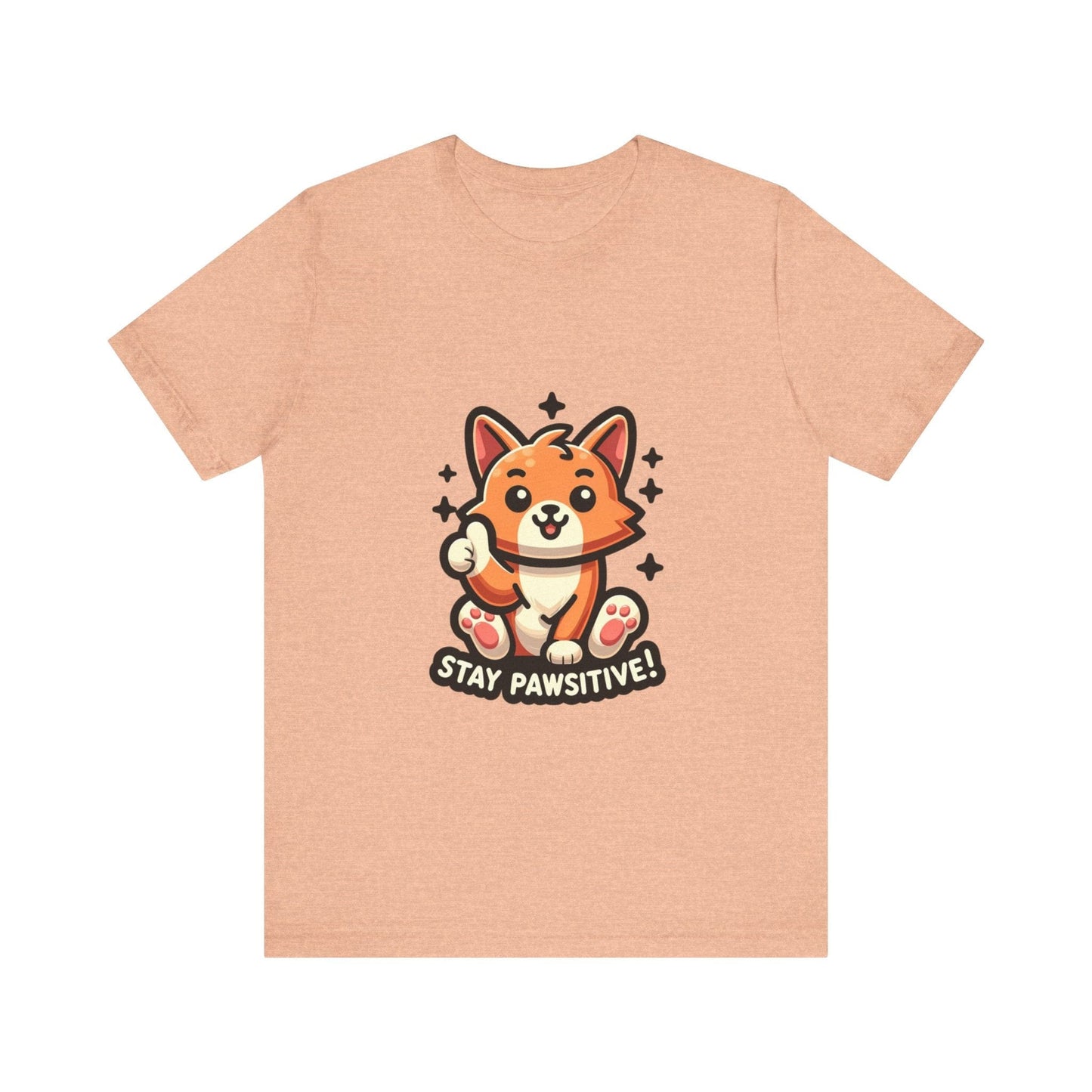 Stay Pawsitive - Cat T-shirt Heather Peach / S