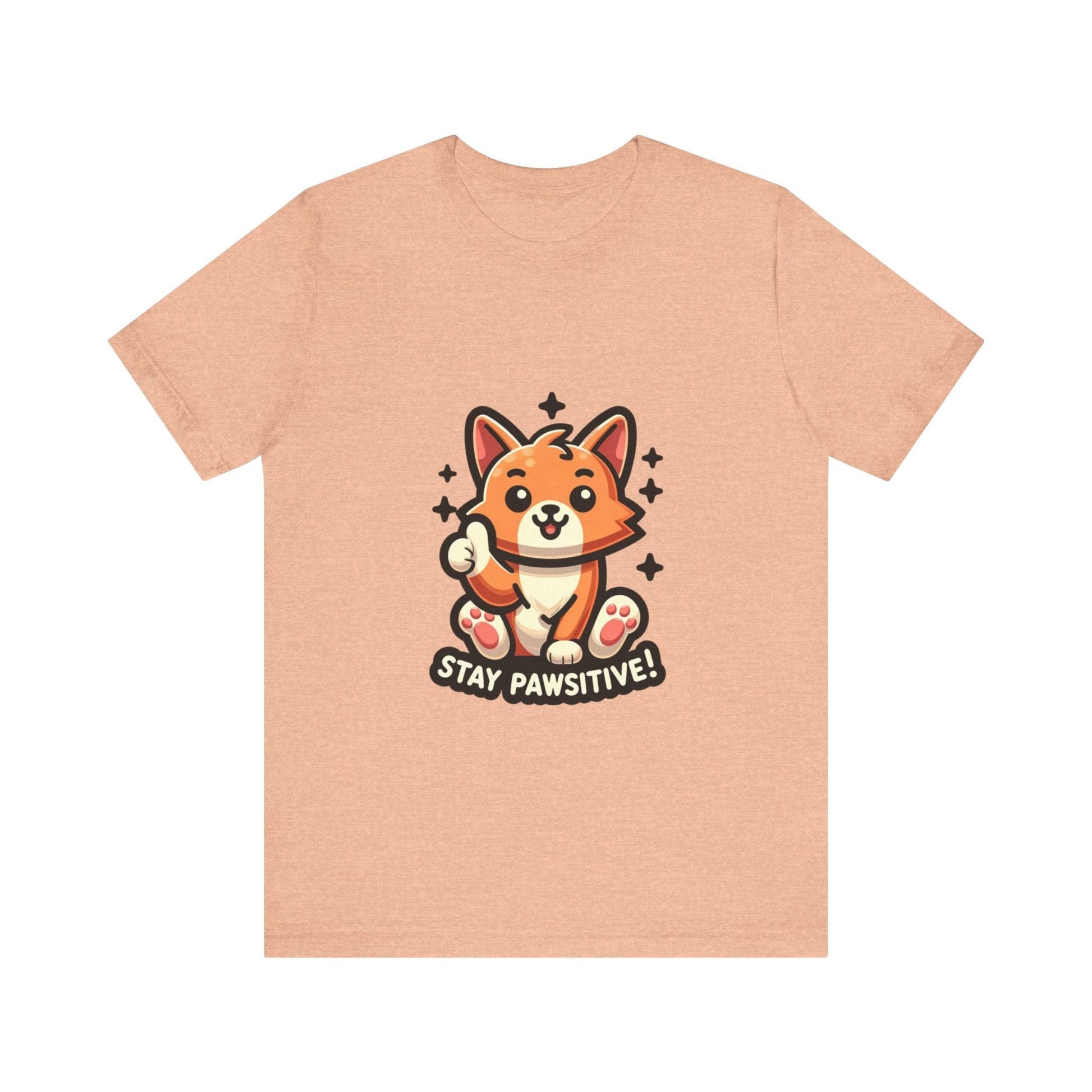 Stay Pawsitive - Cat T-shirt Heather Peach / S