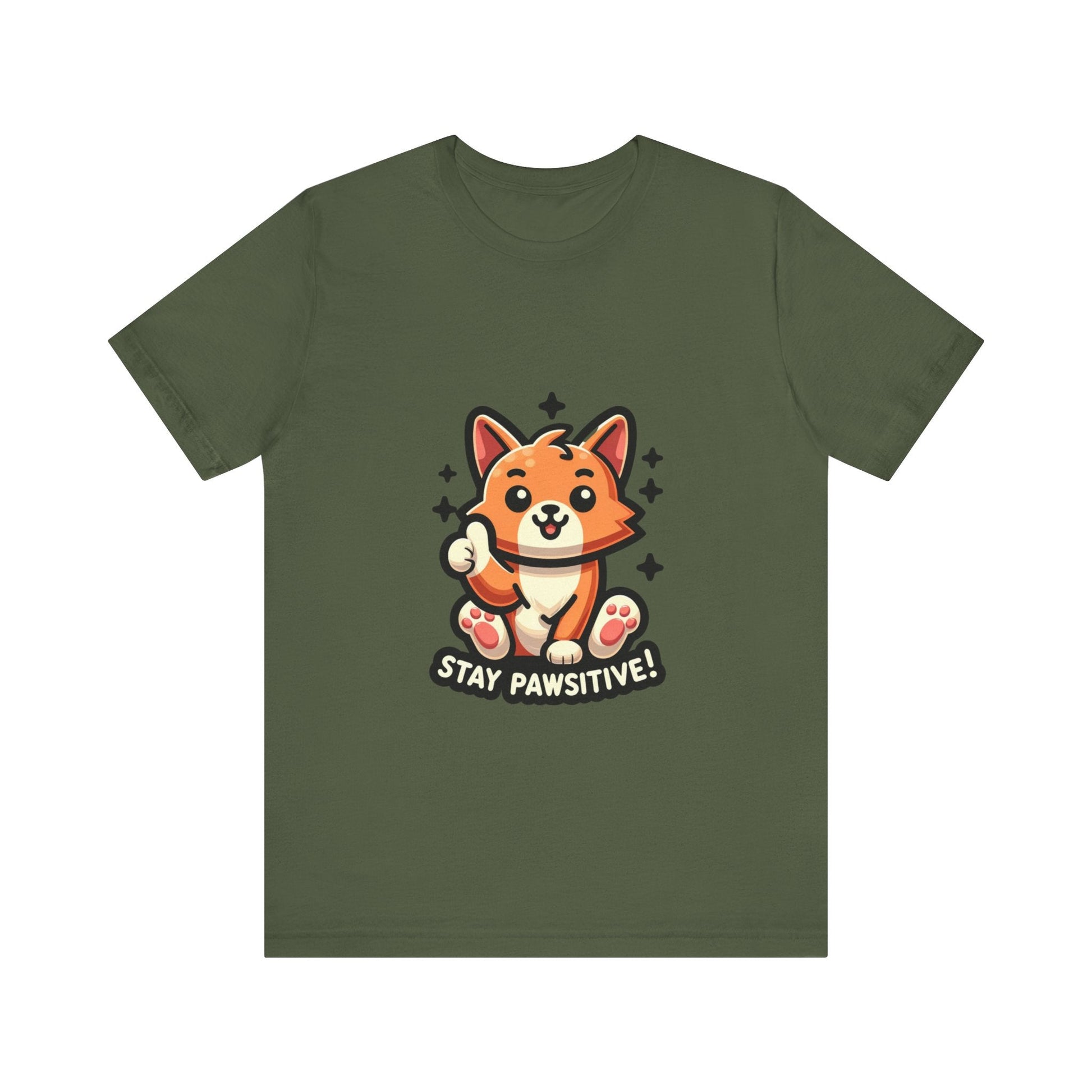 Stay Pawsitive - Cat T-shirt Military Green / S