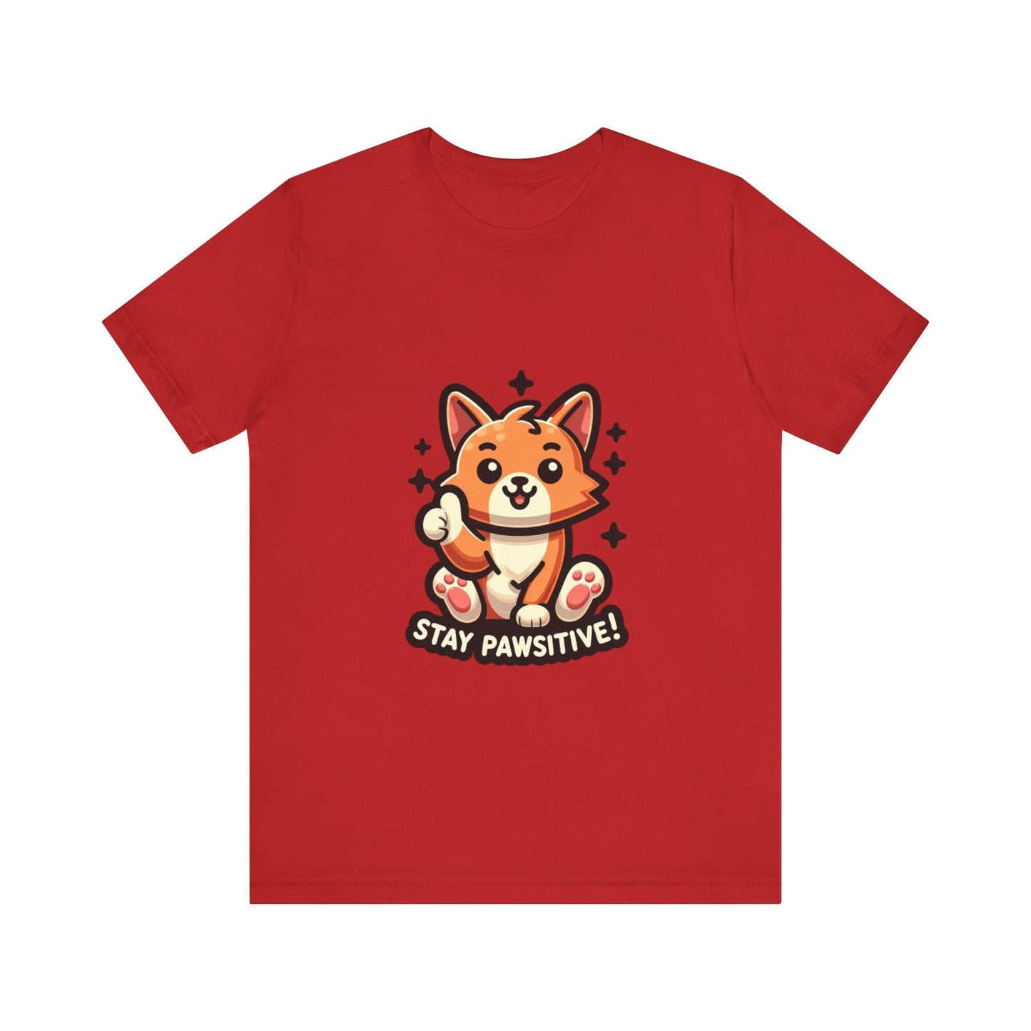 Stay Pawsitive - Cat T-shirt Red / S