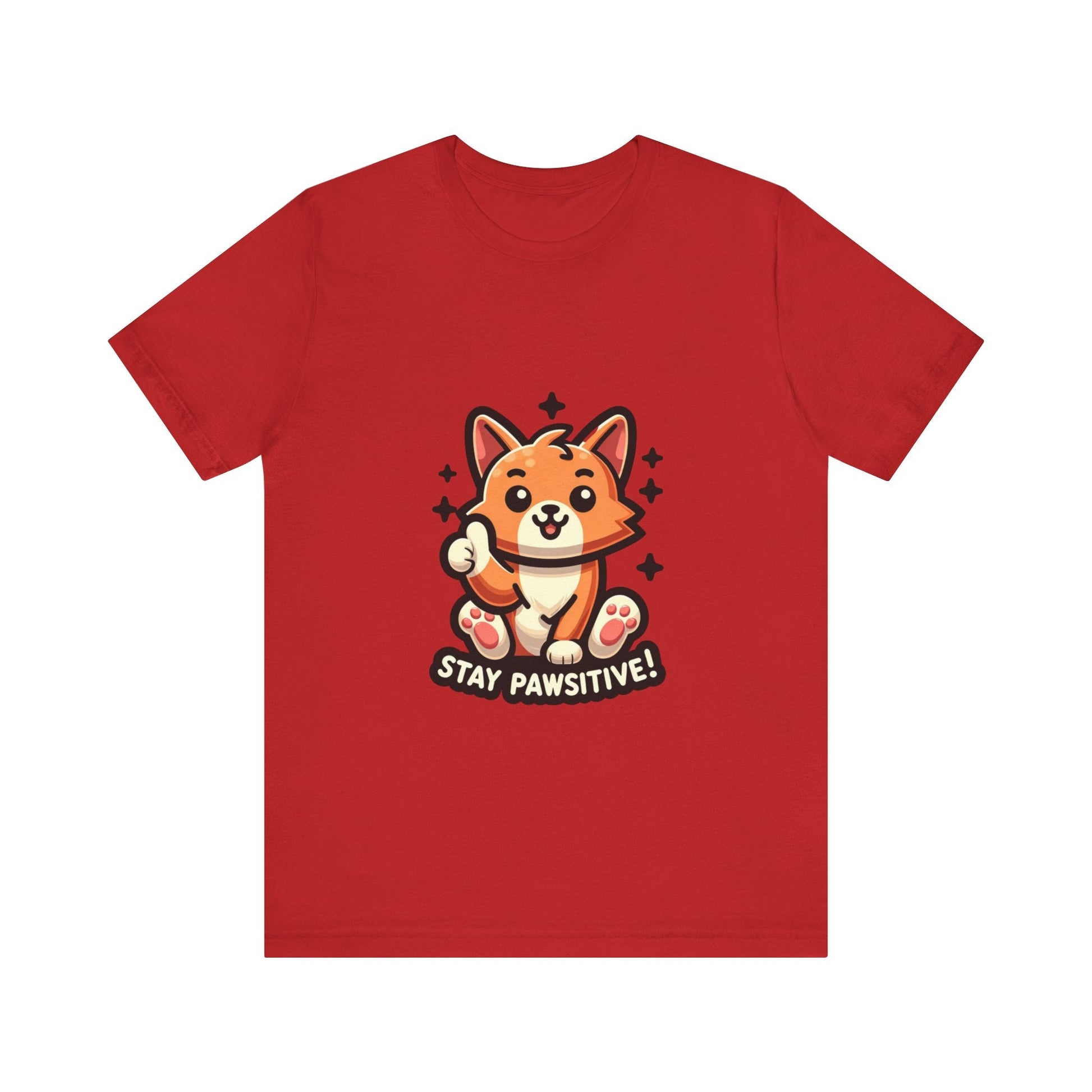 Stay Pawsitive - Cat T-shirt Red / S