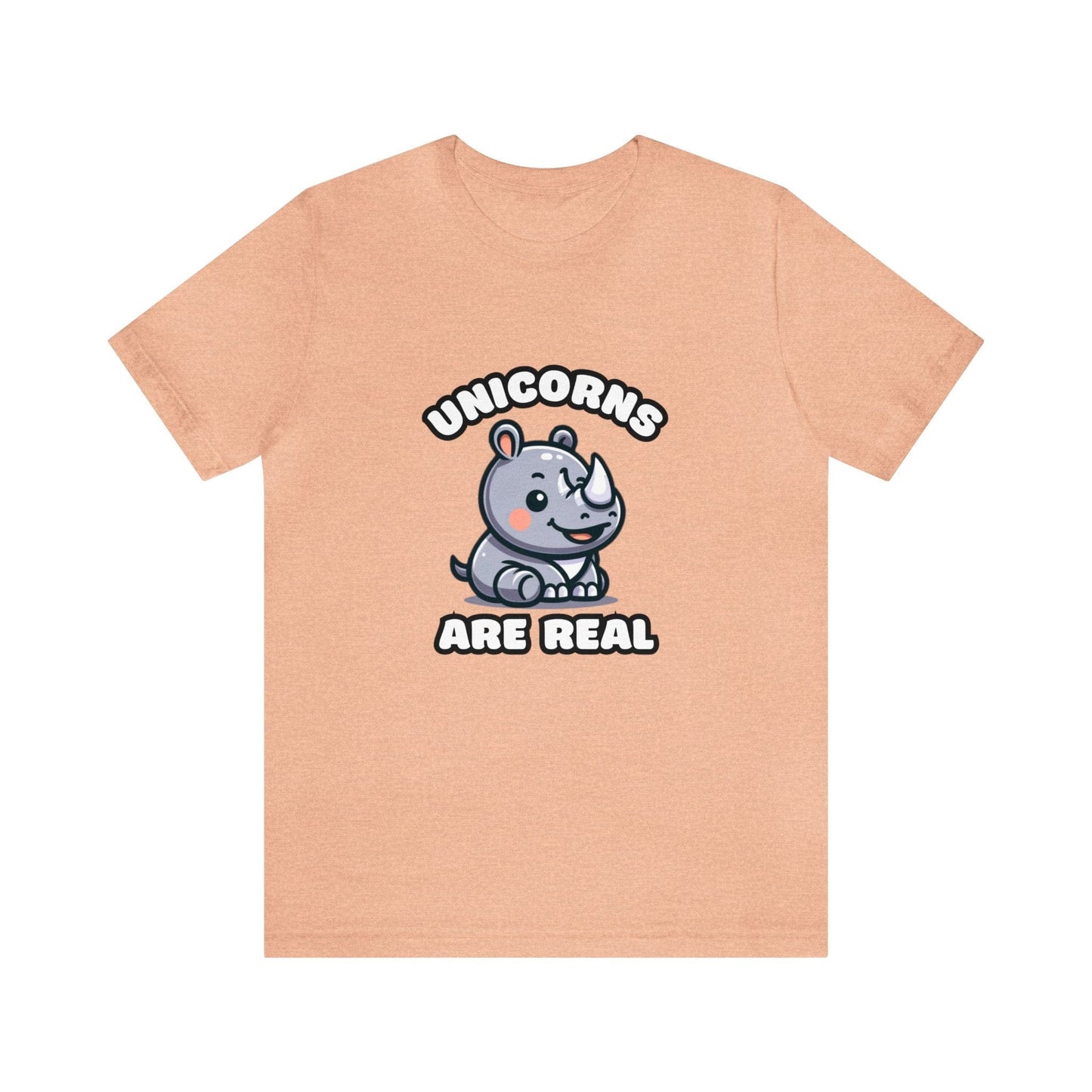 Unicorns Are Real - Rhino T-shirt Heather Peach / S