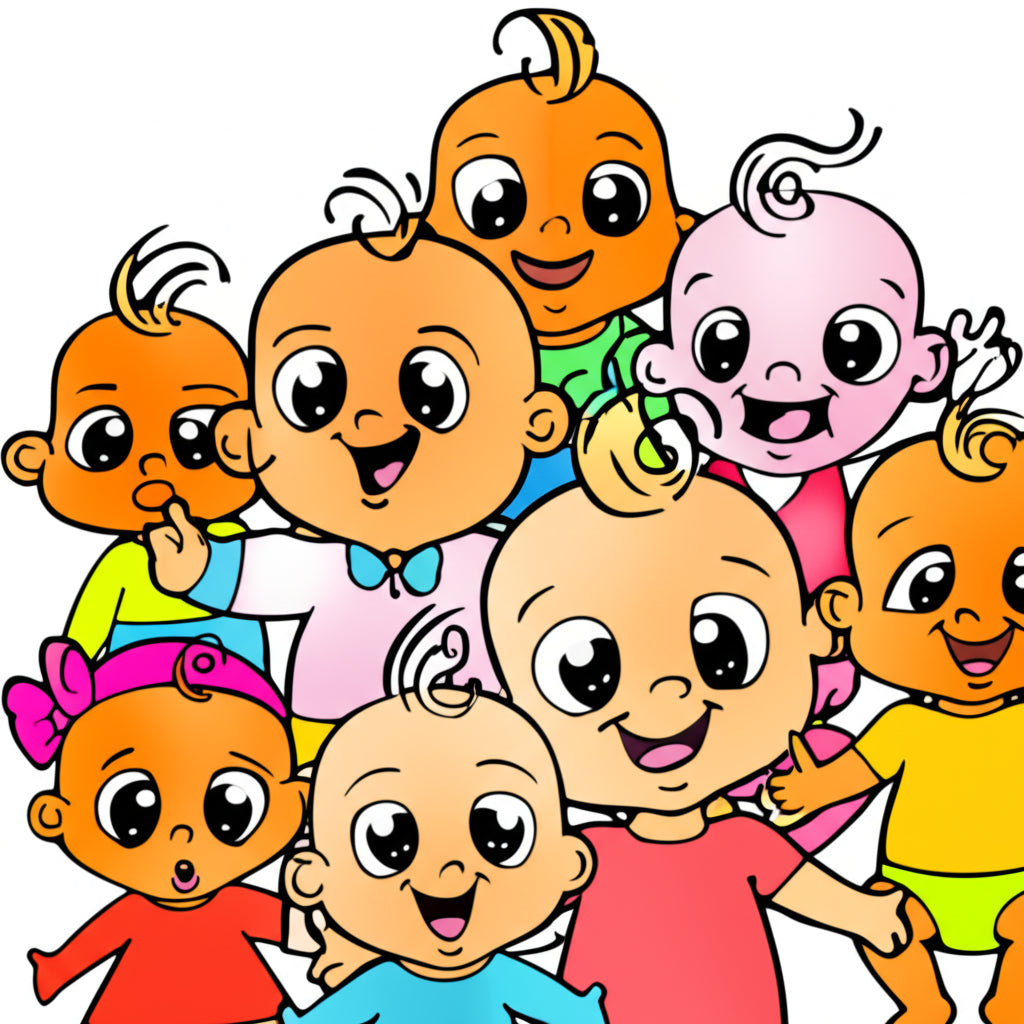 adorable cartoon babies giggling — featured image for baby puns blog post