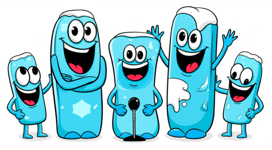 Cheerful cartoon characters bundled up in scarves and mittens for a cold puns blog post