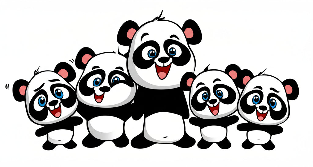 Adorable giant panda with panda puns text overlay
