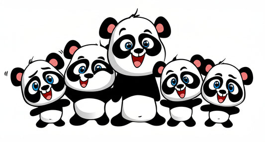 Adorable giant panda with panda puns text overlay