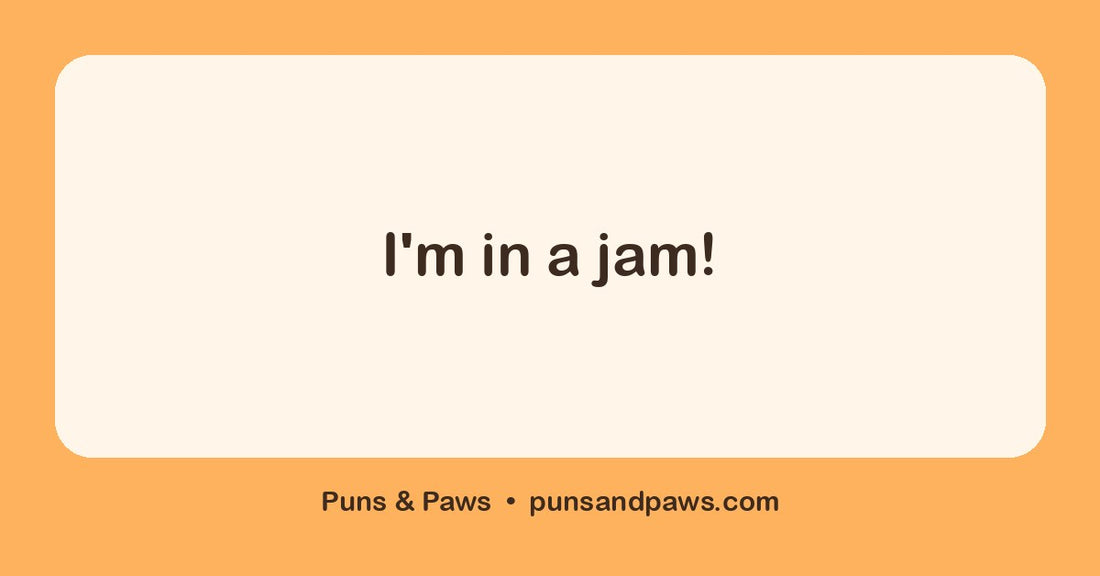 Raspberry puns hero card by Puns & Paws: "I'm in a jam!"