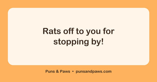 Rat puns hero card by Puns & Paws: "Rats off to you for stopping by!"