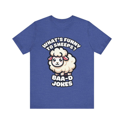 Baa-d Jokes - Sheep T-shirt Heather True Royal / S