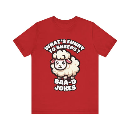 Baa-d Jokes - Sheep T-shirt Red / S