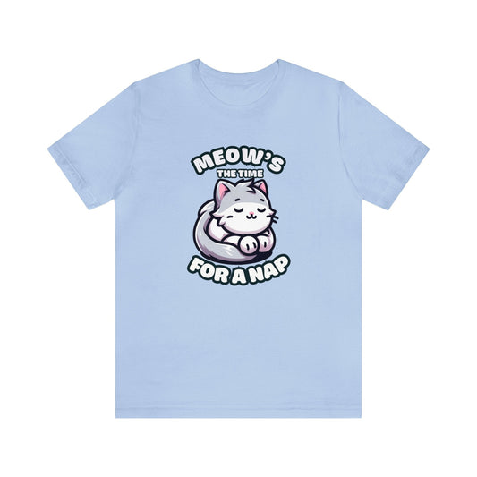 Meow's The Time For A Nap Cat T-shirt Baby Blue / S
