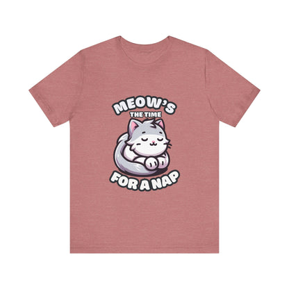 Meow's The Time For A Nap - Cat T-shirt Heather Mauve / S