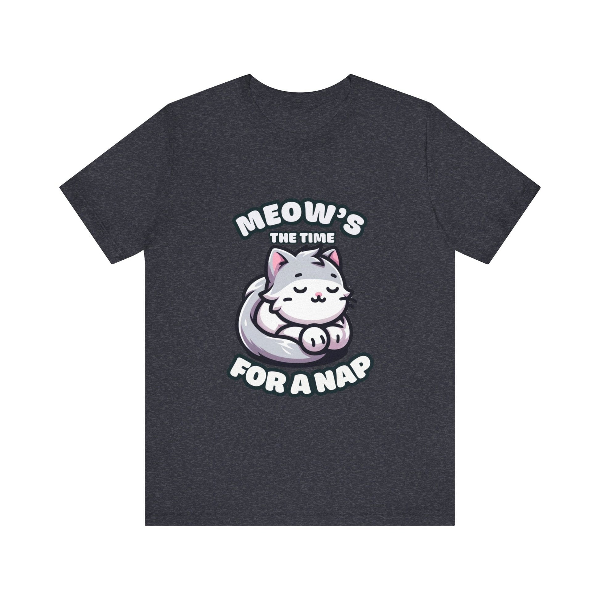 Meow's The Time For A Nap - Cat T-shirt Heather Navy / S