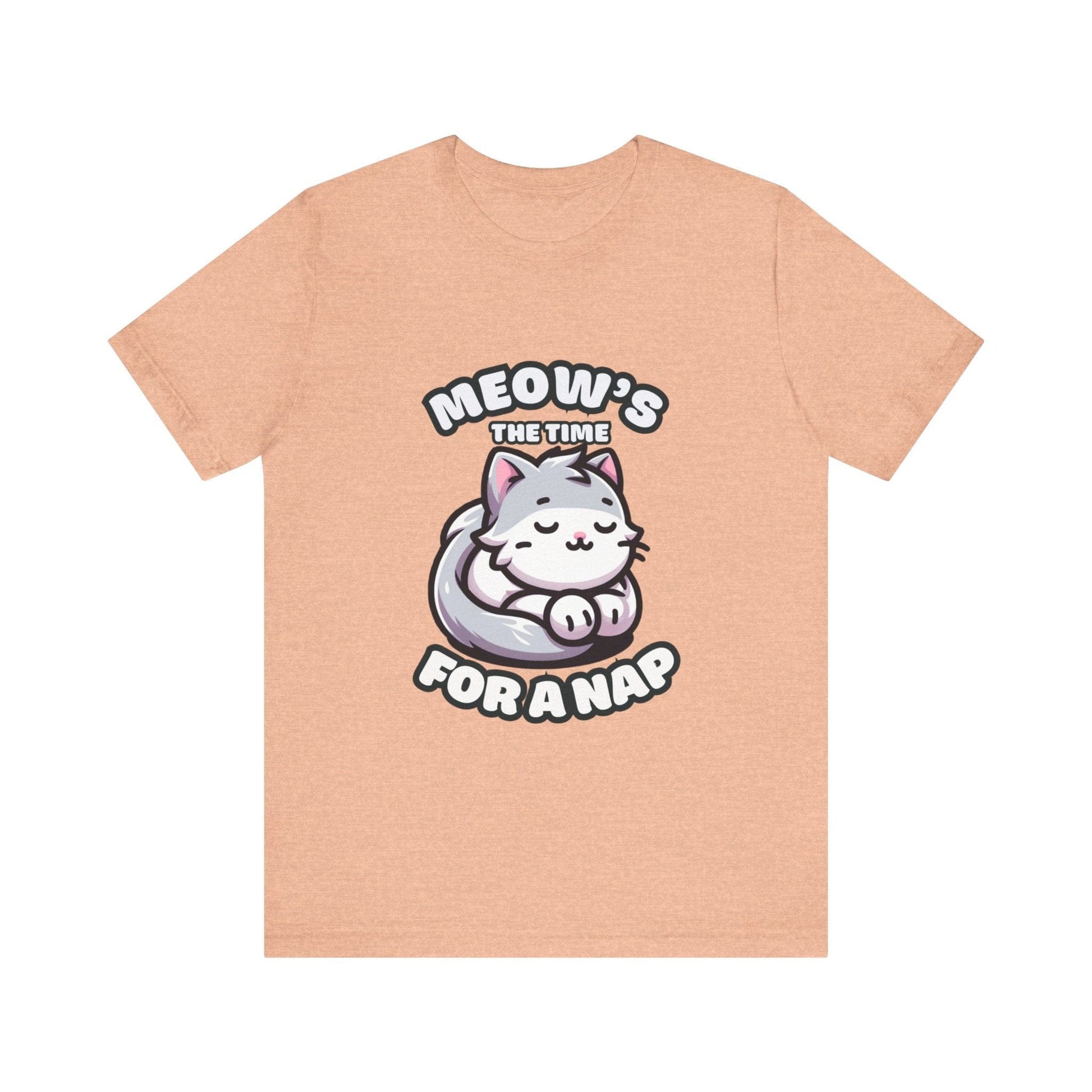 Meow's The Time For A Nap - Cat T-shirt Heather Peach / S