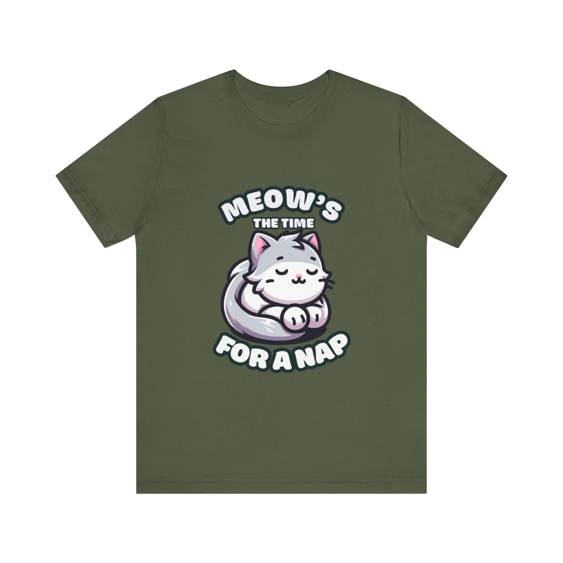 Meow's The Time For A Nap - Cat T-shirt Military Green / S