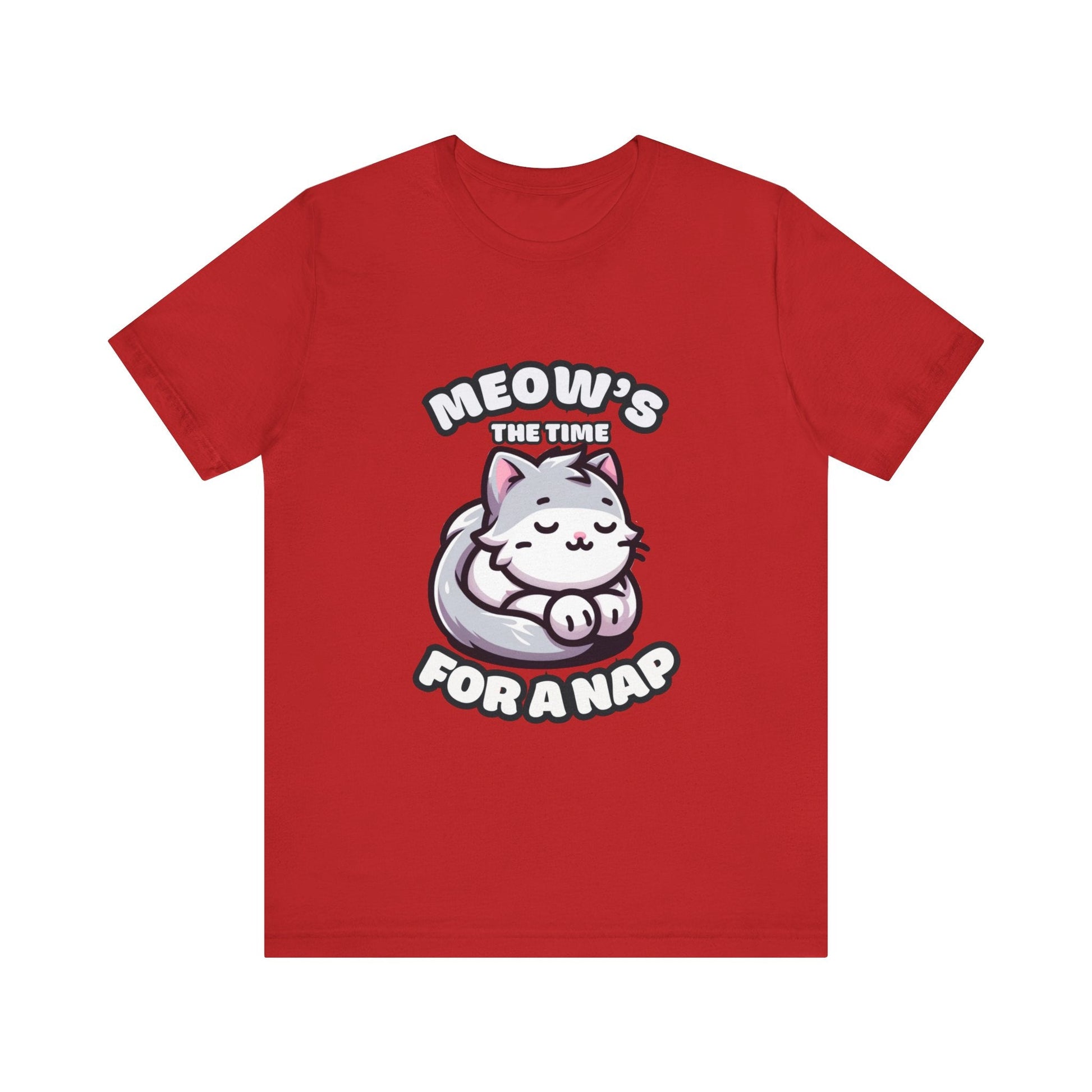 Meow's The Time For A Nap - Cat T-shirt Red / S