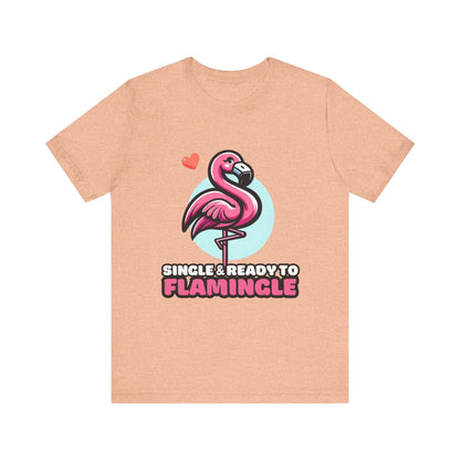 Single & Ready to Flamingle - Flamingo T-shirt Heather Peach / S