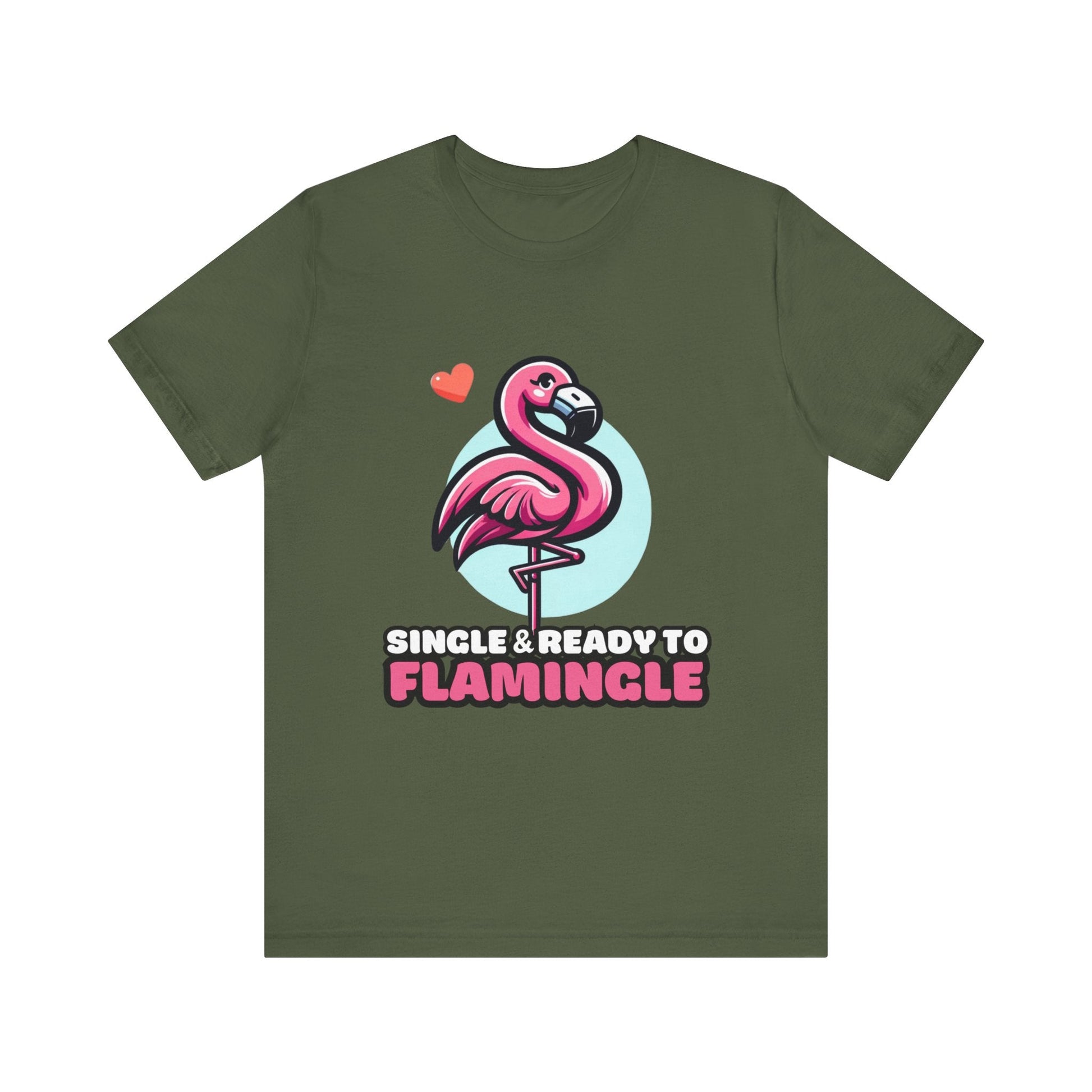 Single & Ready to Flamingle - Flamingo T-shirt Military Green / S