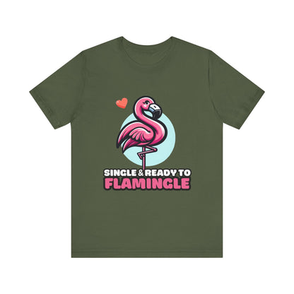 Single & Ready to Flamingle - Flamingo T-shirt Military Green / S