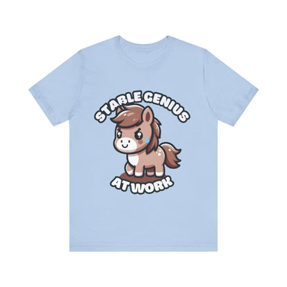 Stable Genius At Work - Horse T-shirt Baby Blue / S