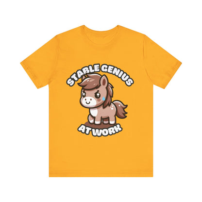 Stable Genius At Work - Horse T-shirt Gold / S