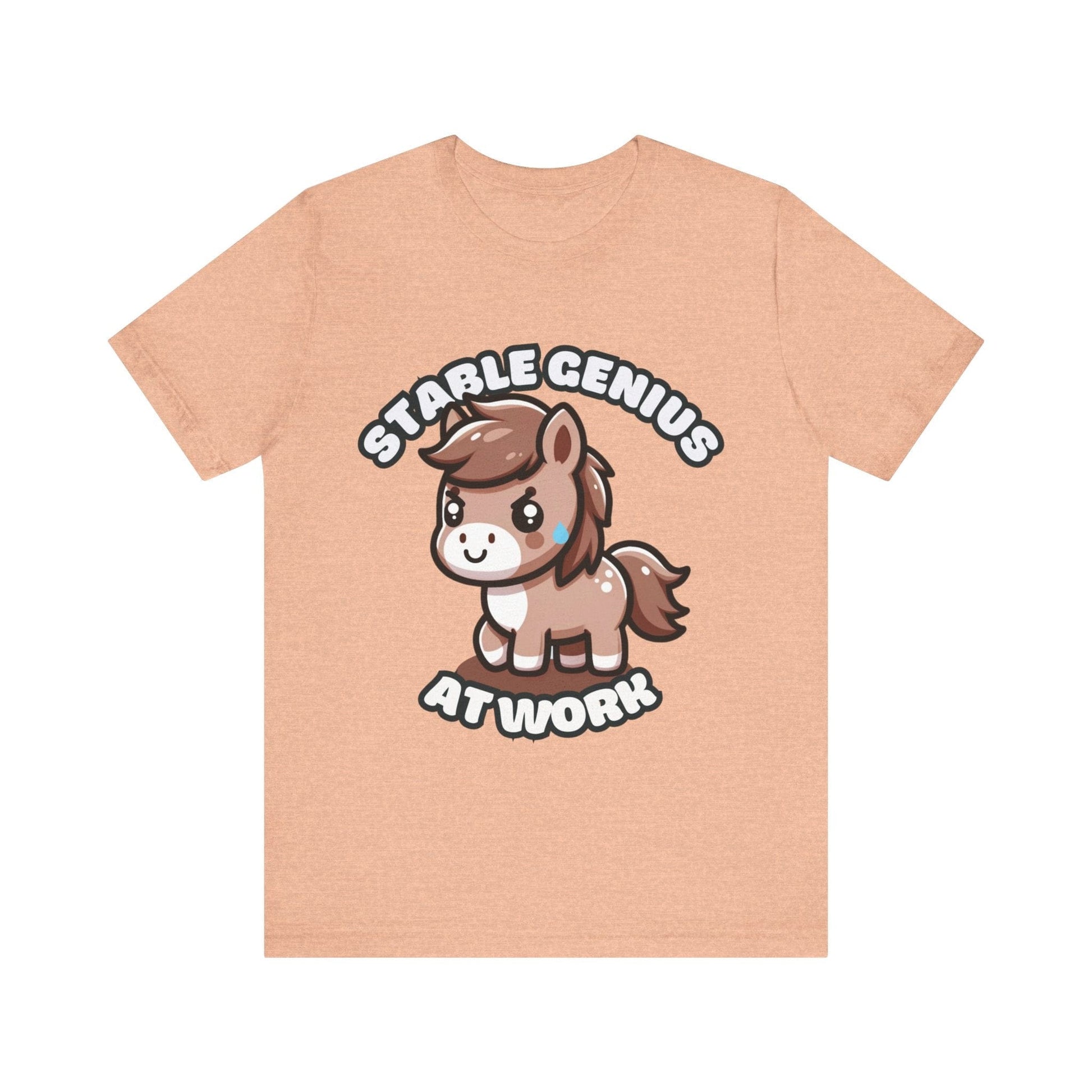 Stable Genius At Work - Horse T-shirt Heather Peach / S