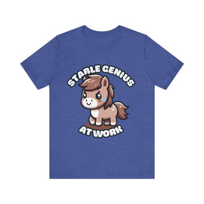 Stable Genius At Work - Horse T-shirt Heather True Royal / S