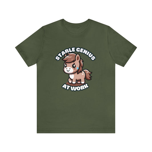 Stable Genius At Work Horse T-shirt Military Green / S