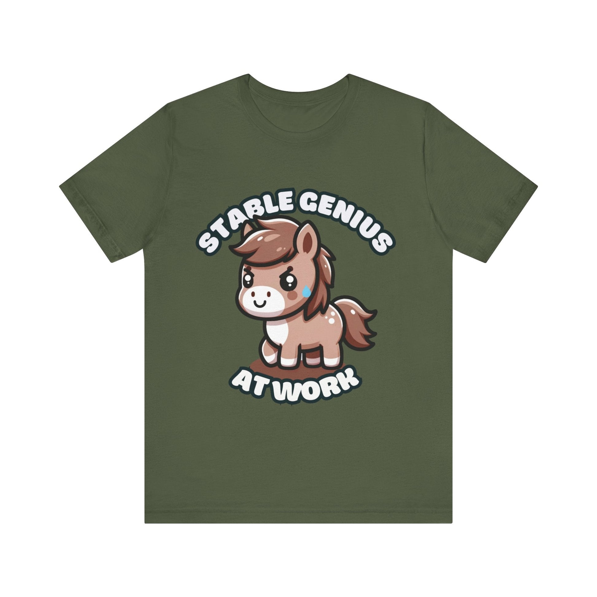 Stable Genius At Work - Horse T-shirt Military Green / S