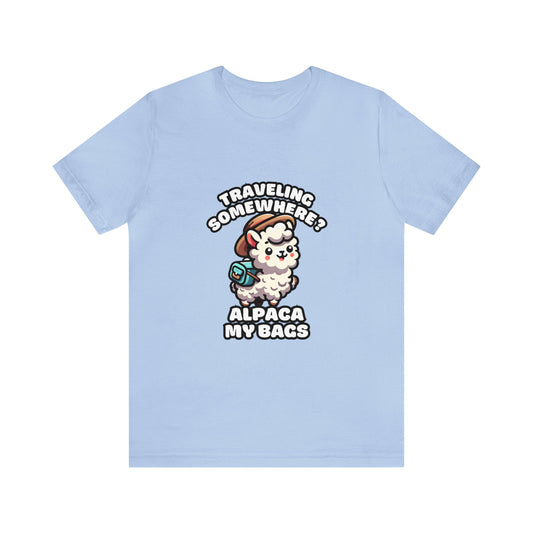 Traveling Somewhere? Alpaca My Bags - Alpaca T-shirt Baby Blue / S