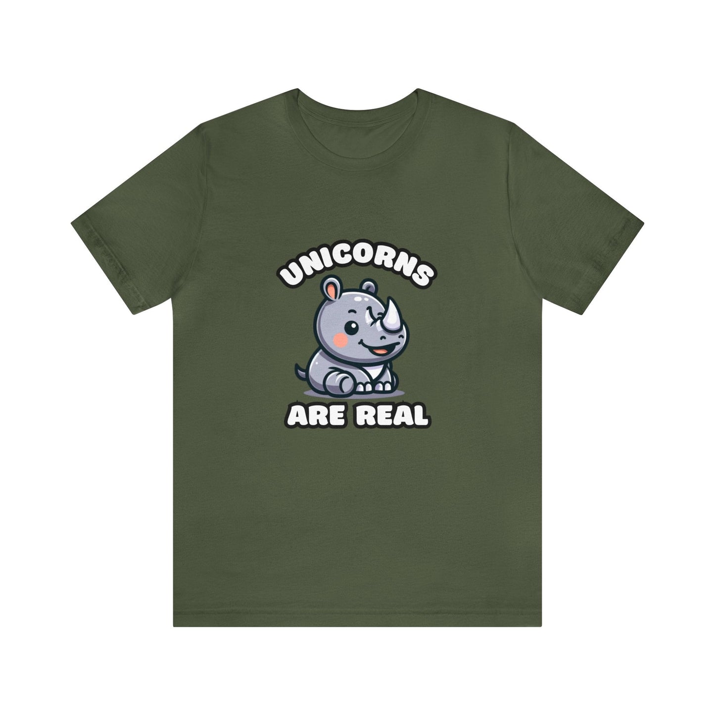 Unicorns Are Real - Rhino T-shirt Military Green / XS